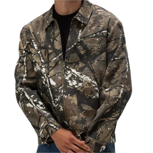 Mens Canvas Workwear Camo Jacket-Camouflage Jacket-Premium Leather Store
