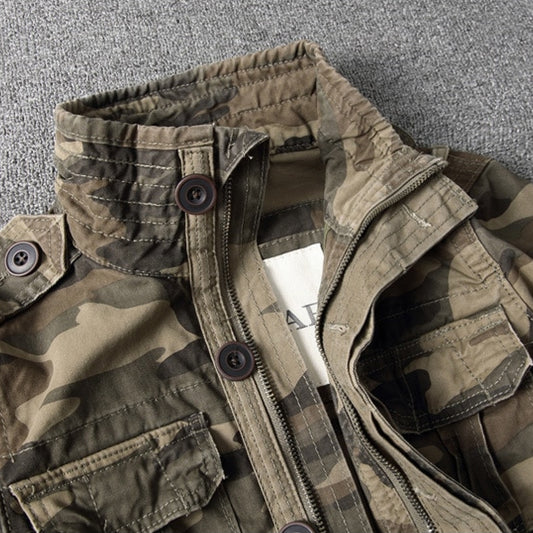 Men's Vintage Army Camo Jacket-Camouflage Jacket-Premium Leather Store
