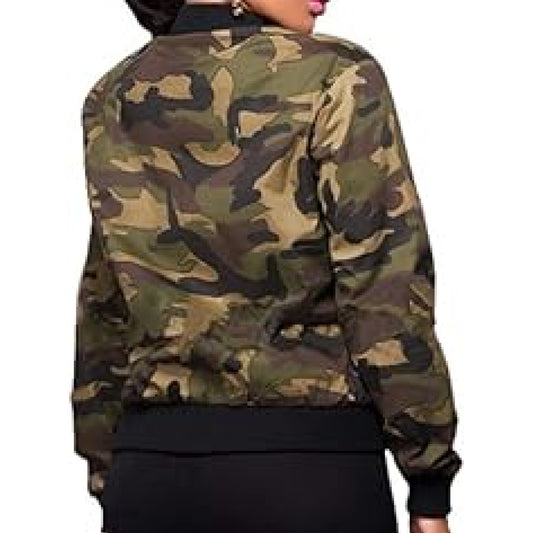 Women’s Lightweight Pockets Camouflage Jacket-Camouflage Jacket-Premium Leather Store