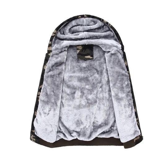Men's Full Zipper Fleece Camo Hoodie Jacket-Camouflage Jacket-Premium Leather Store