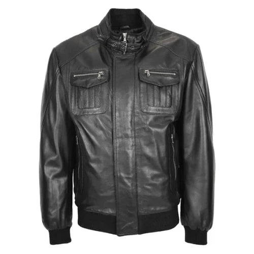 Men's Phantom Flight Bomber Leather Jacket-Men's Bomber Jacket-Premium Leather Store