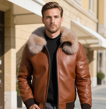 Men's B3 Brown Faux Shearling Flying Aviator Bomber Jacket