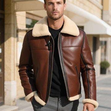Men's Brown Aviator B3 Bomber Leather Jacket
