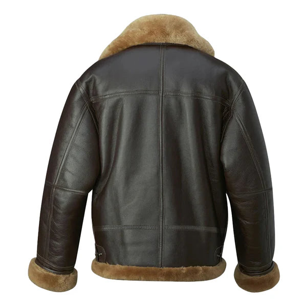 Men's Brown RAF B3 Faux Shearling Aviator Jacket-Men Shearling Jacket-Premium Leather Store