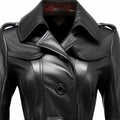 Women's Black Zeon Long Designer Leather Coat-Women Leather Coat-Premium Leather Store