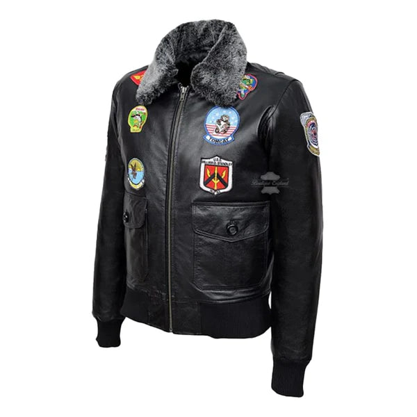 Men's Black A-1 Faux Shearling Flight Bomber Jacket-Men Shearling Jacket-Premium Leather Store