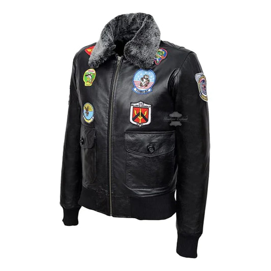 Men's Black A-1 Faux Shearling Flight Bomber Jacket-Men Shearling Jacket-Premium Leather Store