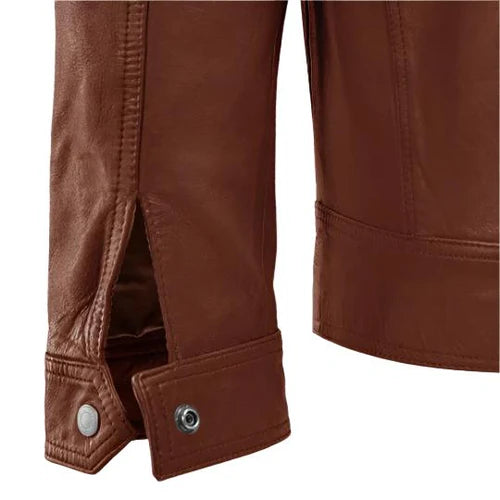 Men's Veil Tan Biker Leather Jacket-Men's Biker Jackets-Premium Leather Store