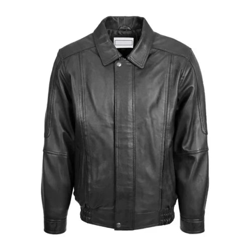 Men's Black Mirage Bomber Leather Jacket-Men's Bomber Jacket-Premium Leather Store