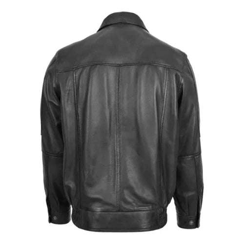 Men's Black Mirage Bomber Leather Jacket-Men's Bomber Jacket-Premium Leather Store