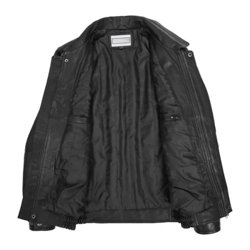 Men's Black Mirage Bomber Leather Jacket-Men's Bomber Jacket-Premium Leather Store