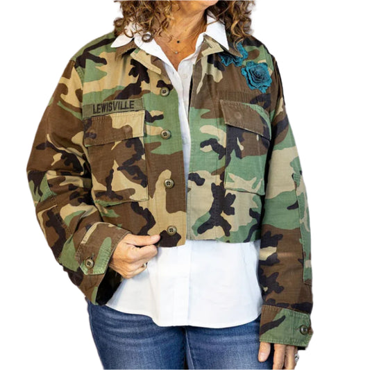 Women’s Trendy Short Cameo Jacket-Camouflage Jacket-Premium Leather Store
