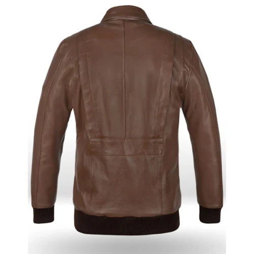 Men's Brown Vortex Bomber Leather Jacket-Men's Bomber Jacket-Premium Leather Store