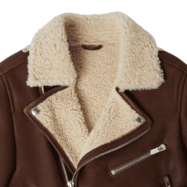 Men's RAF B3 Faux Shearling Bomber Leather Jacket-Men Shearling Jacket-Premium Leather Store