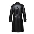 Black Double Collar Long Trench Genuine Leather Coat-Men Leather Coat-Premium Leather Store