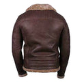 Men's Brown Zipper Faux Shearling Leather Jacket-Men Shearling Jacket-Premium Leather Store