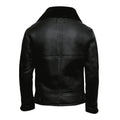 Men's Black Aviator Faux Shearling Bomber Leather Jacket-Men Shearling Jacket-Premium Leather Store