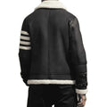 Men's Black & White Faux Shearling B3 Bomber Jacket-Men Shearling Jacket-Premium Leather Store