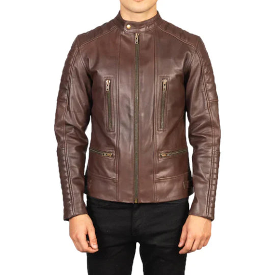 Men's Silhouette Biker Leather Jacket-Men's Biker Jackets-Premium Leather Store