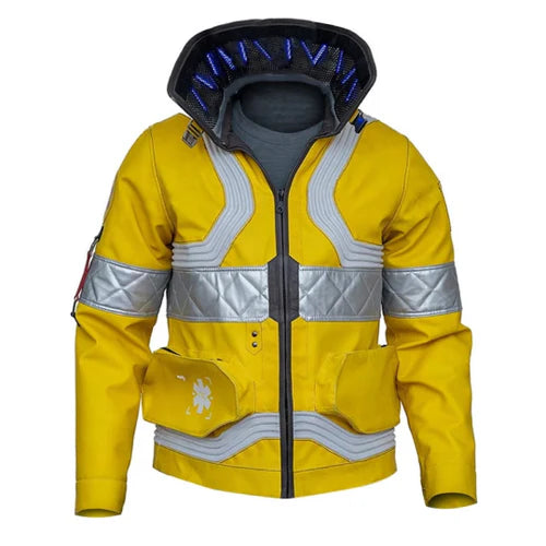 Men's Yellow Cyberpunk Faux Leather Jacket-Leather Jackets-Premium Leather Store