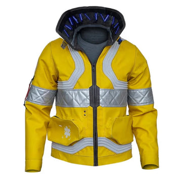Men's Yellow Cyberpunk Faux Leather Jacket-Leather Jackets-Premium Leather Store