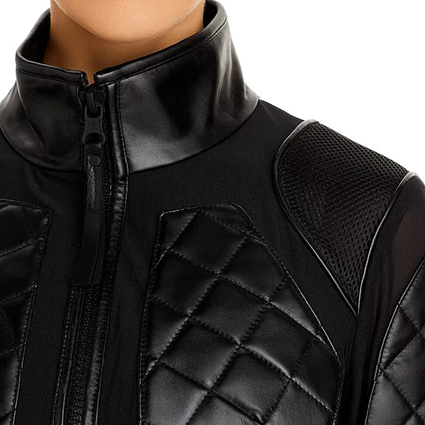 Women's Blanc Noir Moto Leather Jacket-Women Leather Jacket-Premium Leather Store
