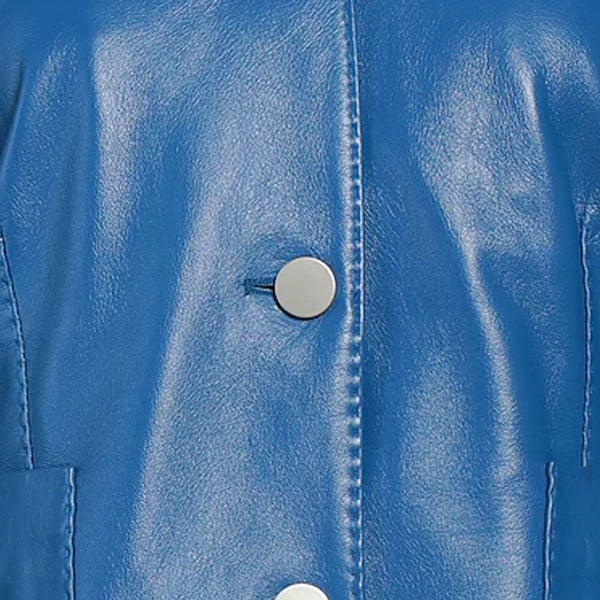 Women's Blue Tagliatore Leather Moto Jacket-Women Leather Jacket-Premium Leather Store