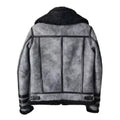 Men's Faux Shearling B3 Grey Overcoat Leather Jacket-Men Shearling Jacket-Premium Leather Store