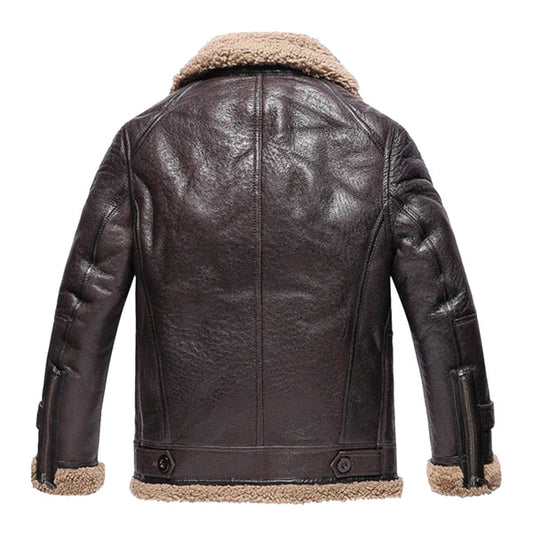 Men's Dark Brown RAF B3 Faux Shearling Jacket-Men Shearling Jacket-Premium Leather Store