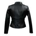 Women's Black Genuine Moto Leather Jacket-Women Bomber Jacket-Premium Leather Store