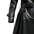 Women's Black Bravura Long Designer Leather Coat-Women Leather Coat-Premium Leather Store