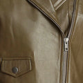 Women's Military Green Moto Leather Jacket-Women Leather Jacket-Premium Leather Store