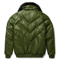 Men's Green V-Bomber Faux Shearling Leather Jacket-Men Shearling Jacket-Premium Leather Store