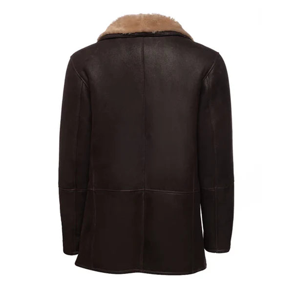 Brown Alexs Faux Shearling Real Leather Coat-Women Leather Coat-Premium Leather Store