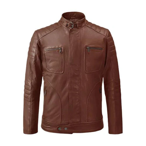 Men's Rebellion Tan Biker Leather Jacket-Men's Biker Jackets-Premium Leather Store