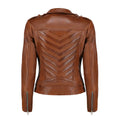 Women's Brown Zip-Up Handwaxed Moto Jacket-Women Biker Jacket-Premium Leather Store