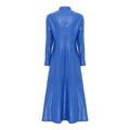 Blue Full-Zip Ankle-Length Genuine Leather Trench Coat-Women Leather Coat-Premium Leather Store