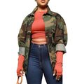 Women’s Military Style Long Sleeve Blazer Camo Jacket-Camouflage Jacket-Premium Leather Store
