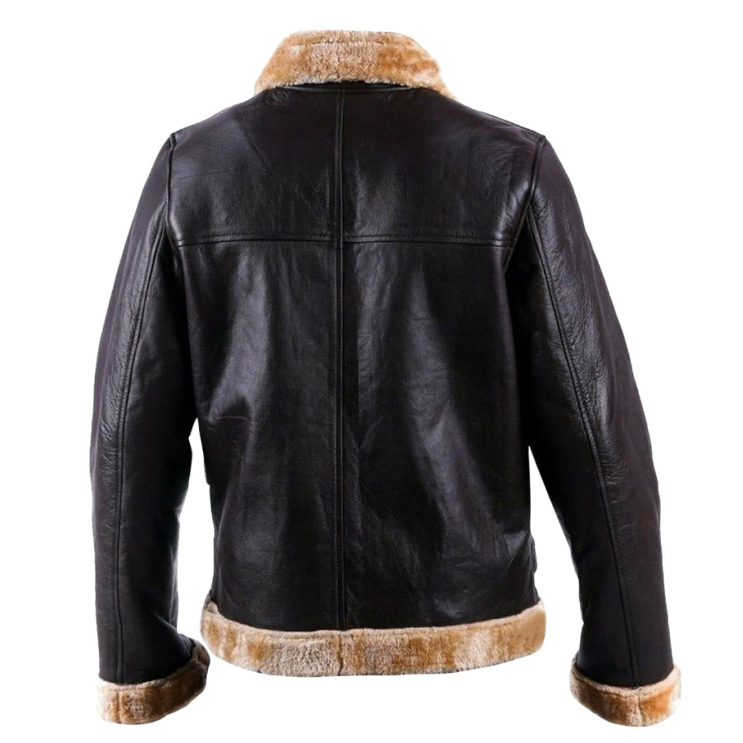Men's B3 Faux Shearling Sword Leather Jacket-Men Shearling Jacket-Premium Leather Store