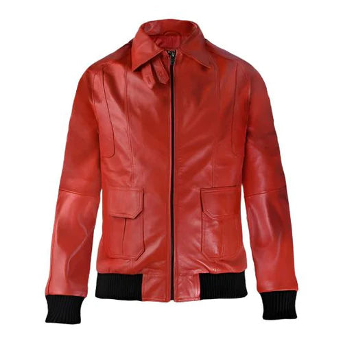 Men's Horizon Red Bomber Leather Jacket-Men's Bomber Jacket-Premium Leather Store