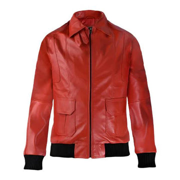 Men's Horizon Red Bomber Leather Jacket-Men's Bomber Jacket-Premium Leather Store