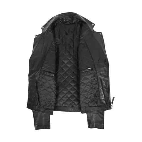 Men's Black Dual Zip Cross Biker Leather Jacket-Men's Biker Jackets-Premium Leather Store
