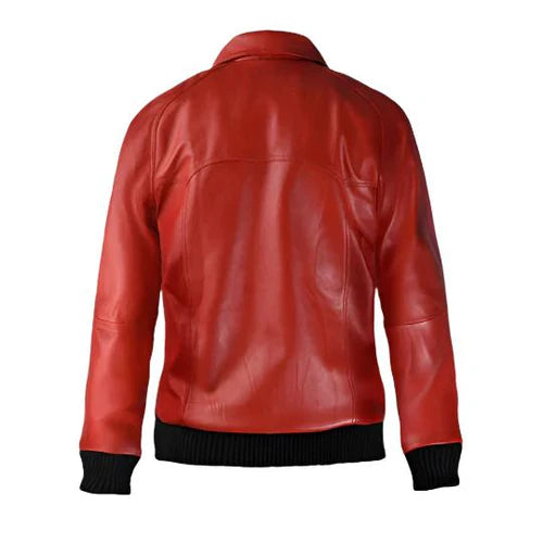 Men's Horizon Red Bomber Leather Jacket-Men's Bomber Jacket-Premium Leather Store