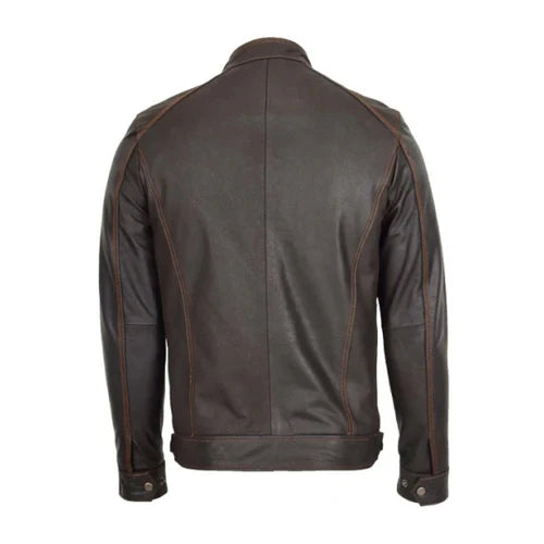 Men's Brown Ethan Classic Biker Leather Jacket-Men's Biker Jackets-Premium Leather Store