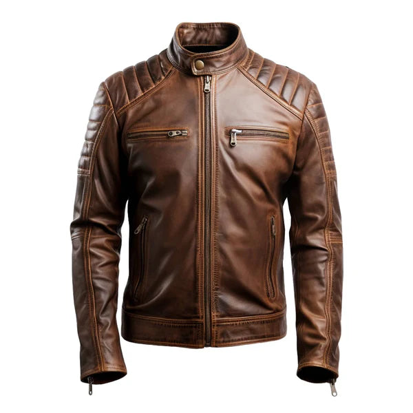 Men's Leo Distressed Brown Leather Jacket-Leather Jackets-Premium Leather Store