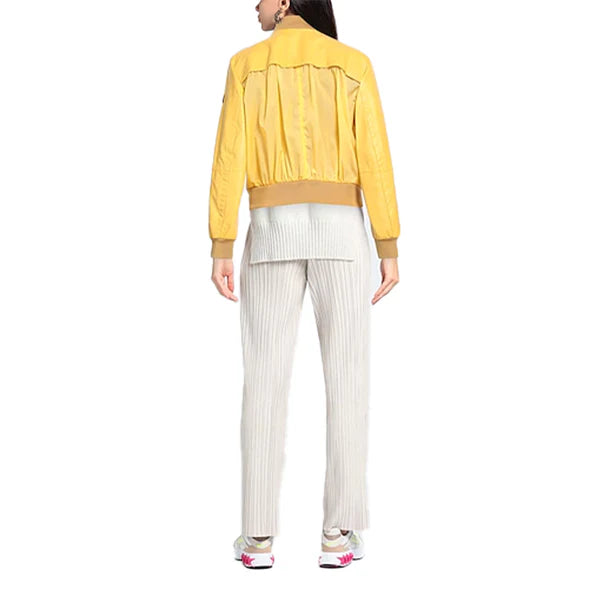Women's Yellow Peuterey Bomber Leather Jacket-Women Bomber Jacket-Premium Leather Store
