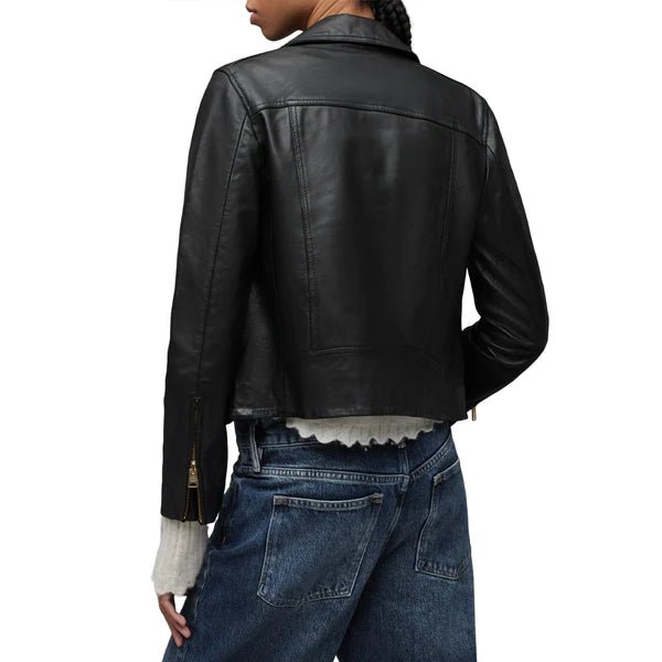 Women's Black Dalby Moto Leather Jacket-Women Biker Jacket-Premium Leather Store