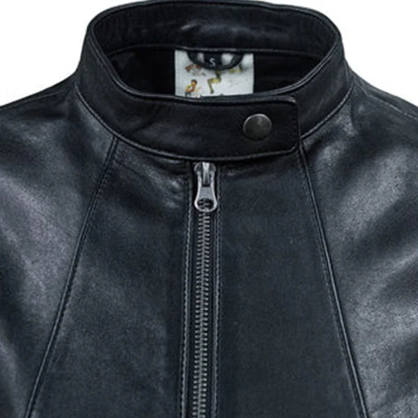 Women's Black Prison Moto Leather Jacket-Women Bomber Jacket-Premium Leather Store