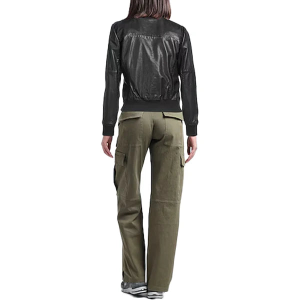 Women's Black Express Bomber Leather Jacket-Women Bomber Jacket-Premium Leather Store