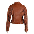 Women’s Brown Burnt Fringe Leather Jacket-Women Leather Jacket-Premium Leather Store
